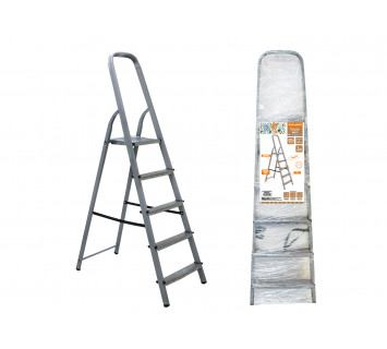 Стремянка стальная ССт-5, 5 ступеней с цинковым покрытием, стальной профиль, h=1050 мм, Народная