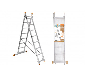 Лестница алюминиевая, ЛА2х7, 2х секционная х 7 ступеней, h=2880 мм, Народная