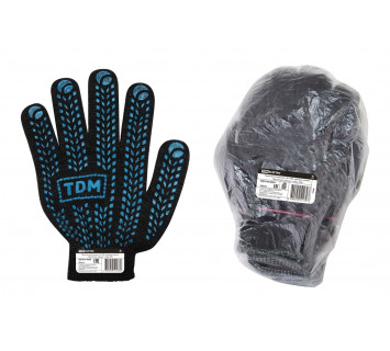 Перчатки утепленные х/б с ПВХ, двойные зимние, 