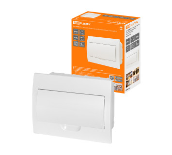 Бокс ЩРВ-П-12модулей с белой крышкой, встраиваемый, пластик IP41 TDM