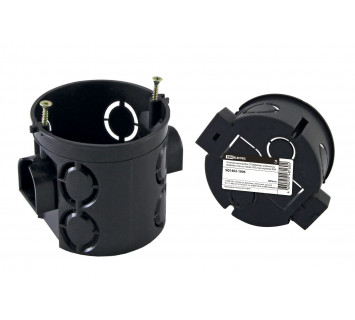 Установочная коробка СП D68х62мм, углубленная, саморезы, стык. уз, черная, IP20,  инд. штрихкод TDM