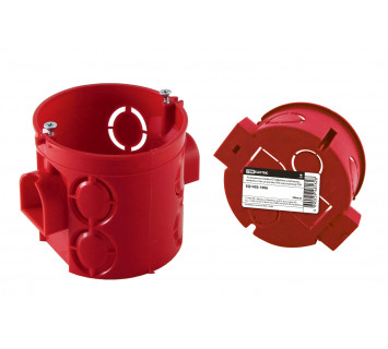 Установочная коробка СП D68х62мм, углубленная, саморезы, стык. уз, красная, IP20,  инд. штрихкод TDM