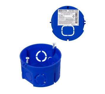 Установочная коробка СП D68х42 мм, саморезы, без стыковочных узлов, синяя, IP20, инд. штрихкод TDM