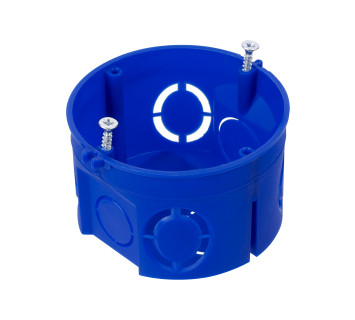 Установочная коробка СП D68х42 мм, саморезы, без стыковочных узлов, синяя, IP20, TDM