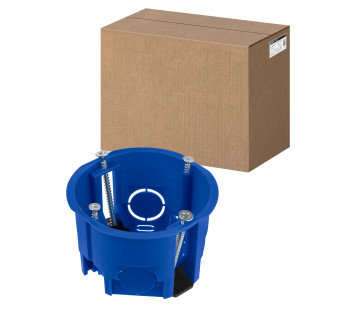 Установочная коробка СП D68х45мм, саморезы, пл. лапки, синяя, IP20, TDM