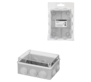 Распаячная коробка ОП 150х110х70мм, прозрач. крышка, IP55, 10 гермовводов, инд. штрихкод, TDM