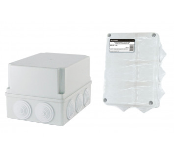 Распаячная коробка ОП 190х140х120мм, крышка, IP44, 10 гермовводов, инд. штрихкод, TDM