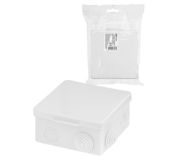 Распаячная коробка ОП 100х100х55мм, крышка, IP54, 8вх., белая, инд. штрихкод TDM