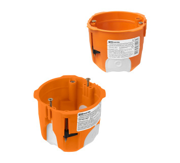 Установочная коробка СП D73х65 мм, 2-х компон., саморезы, пл. лапки, IP30, оранж., инд. штрихкод TDM