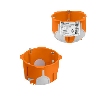 Установочная коробка СП D68х50 мм, 2-х компон., саморезы, пл. лапки, IP30, оранж., инд. штрихкод TDM