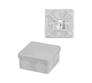 Распаячная коробка, двухкомпонентная, ОП 80х80х40 мм, IP66, 8 вх., серая, инд. штрихкод TDM