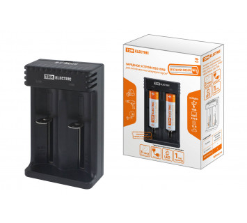 Зарядное устройство для литиевых аккумуляторов ION2 (0.5/1A, 2 слота, 10440/18650/26650), USB, TDM