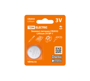 Элемент питания CR2032 Lithium 3V BP-1 TDM