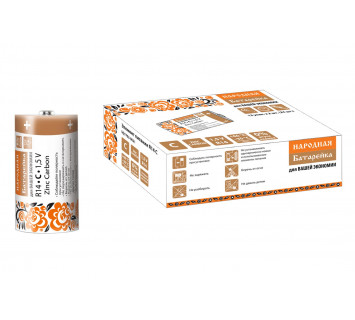 Элемент питания R14 C Zinc Carbon 1,5V SH-2 Народный