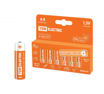 Элемент питания LR6 AA Alkaline 1,5V PAK-8 TDM