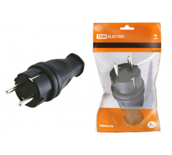 Вилка прямая каучук 2Р+РЕ 16А 250В IP44 TDM