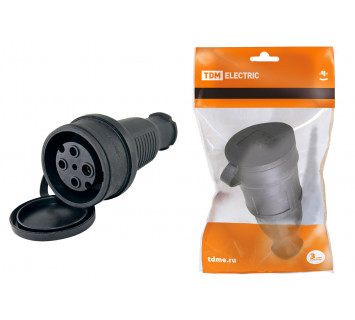 Разъем с заглушкой каучук 3Р+РЕ 32А 380В IP44 TDM