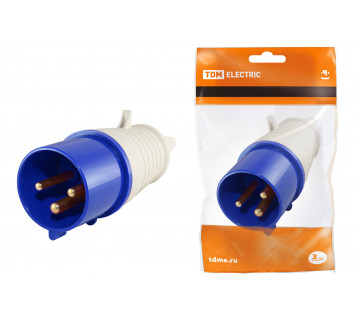 Вилка 013 2Р+РЕ 16А 220В IP44 TDM