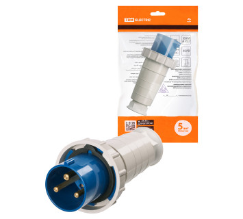 Вилка 033 2Р+РЕ 63А 220В IP54 TDM