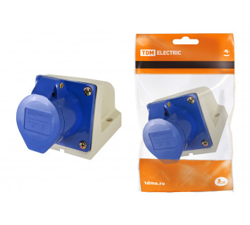 Розетка 113 стационарная 2Р+РЕ 16А 220В IP44 TDM