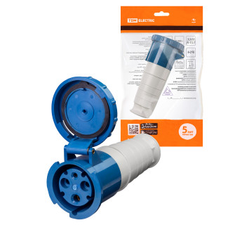 Розетка 233 переносная 2Р+РЕ 63А 220В IP54 TDM