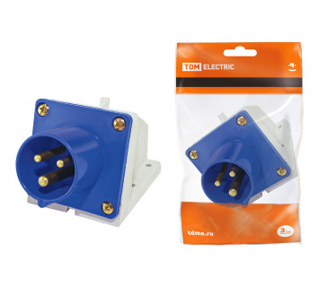 Вилка 513 стационарная 2Р+РЕ 16А 220В IP44 TDM