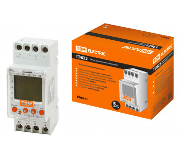 Таймер электронный ТЭ822-2кан-1мин/7дн-44on/off-2х16А-DIN TDM