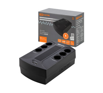 Источник бесперебойного питания ИБП 850 ВА 6 розеток +2USB TDM