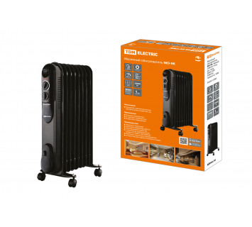 Масляный обогреватель МО-9К, чёрный, 2000 Вт, 9 сек, рег. мощ. (800/1200/2000 Вт), термостат, TDM