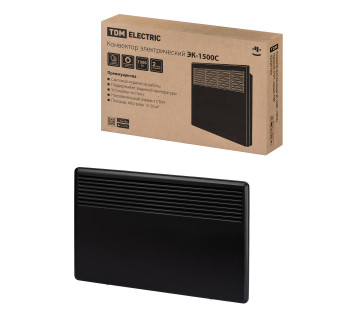 Конвектор электрический ЭК-1500С, 1500 Вт, термостат, СТИЧ, черный, TDM